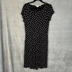 Boden Dress Womens 8R Black Pink Polka Dot Amelia Jersey Knit Preppy Career
